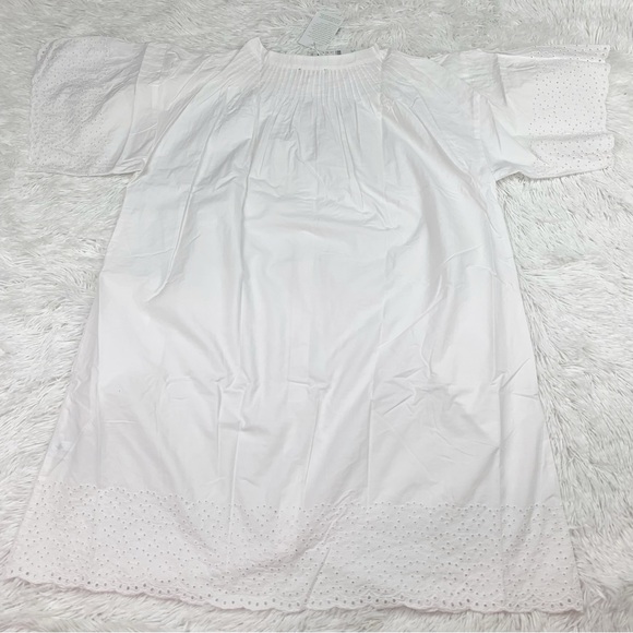J Crew short sleeve Jolie dress in eyelet cotton poplin button front in white - Picture 8 of 12